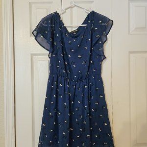 Forever 21 Blue Floral Dolman Sleeve Dress